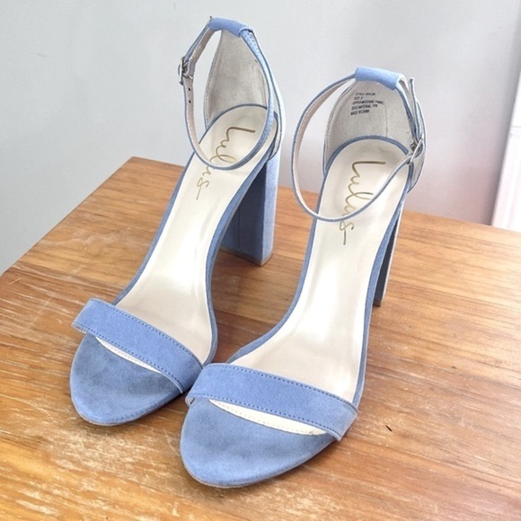 Lulu’s Taylor Blue Suede Ankle Strap Heels - Picture 2 of 14